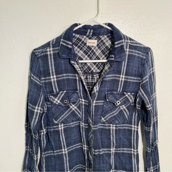 Sneak Peek Tunic Button Down Mini Dress Blue White Plaid S - Picture 3 of 12